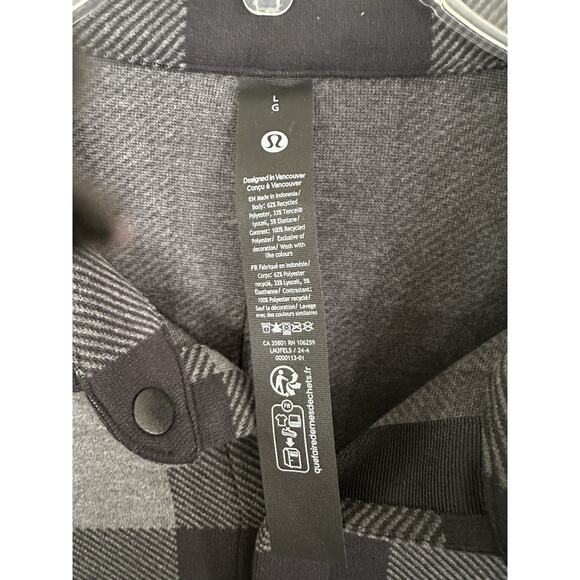 Lululemon Masons Peak Flannel Black And Gray Size Large - Picture 9 of 9